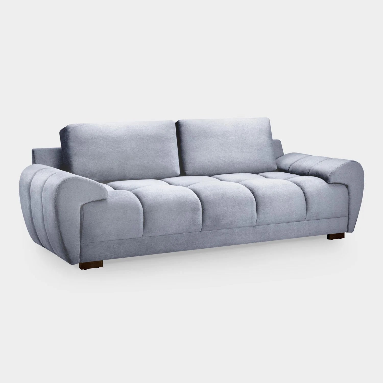Azzuro 3 Seater Velvet Sofa - Grey - Plush Upholstered