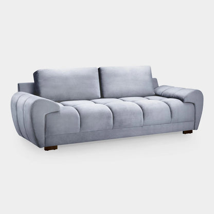 Azzuro 3 Seater Velvet Sofa - Grey - Plush Upholstered