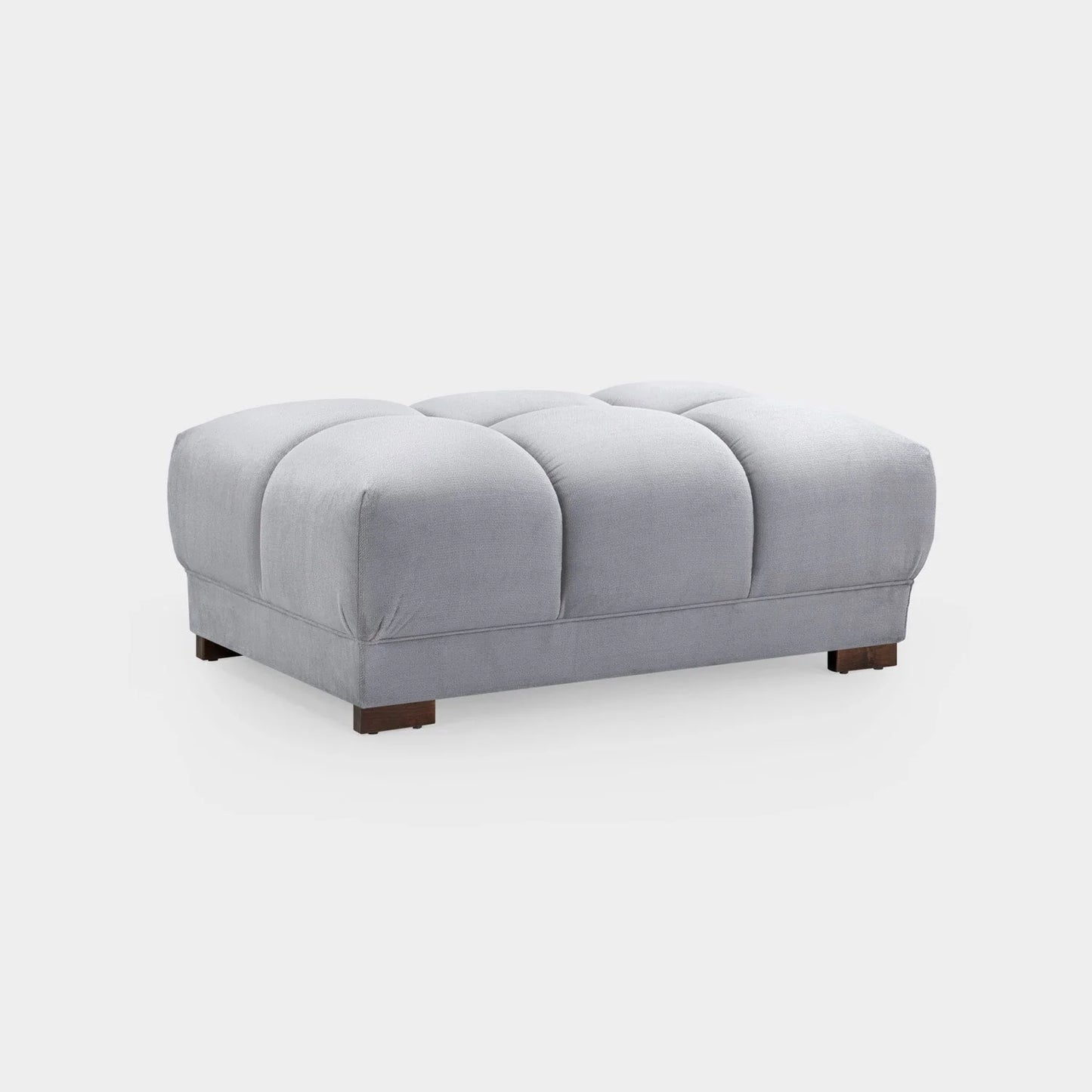 Azzuro Grey Velvet Footstool - Upholstered Sofa Stool