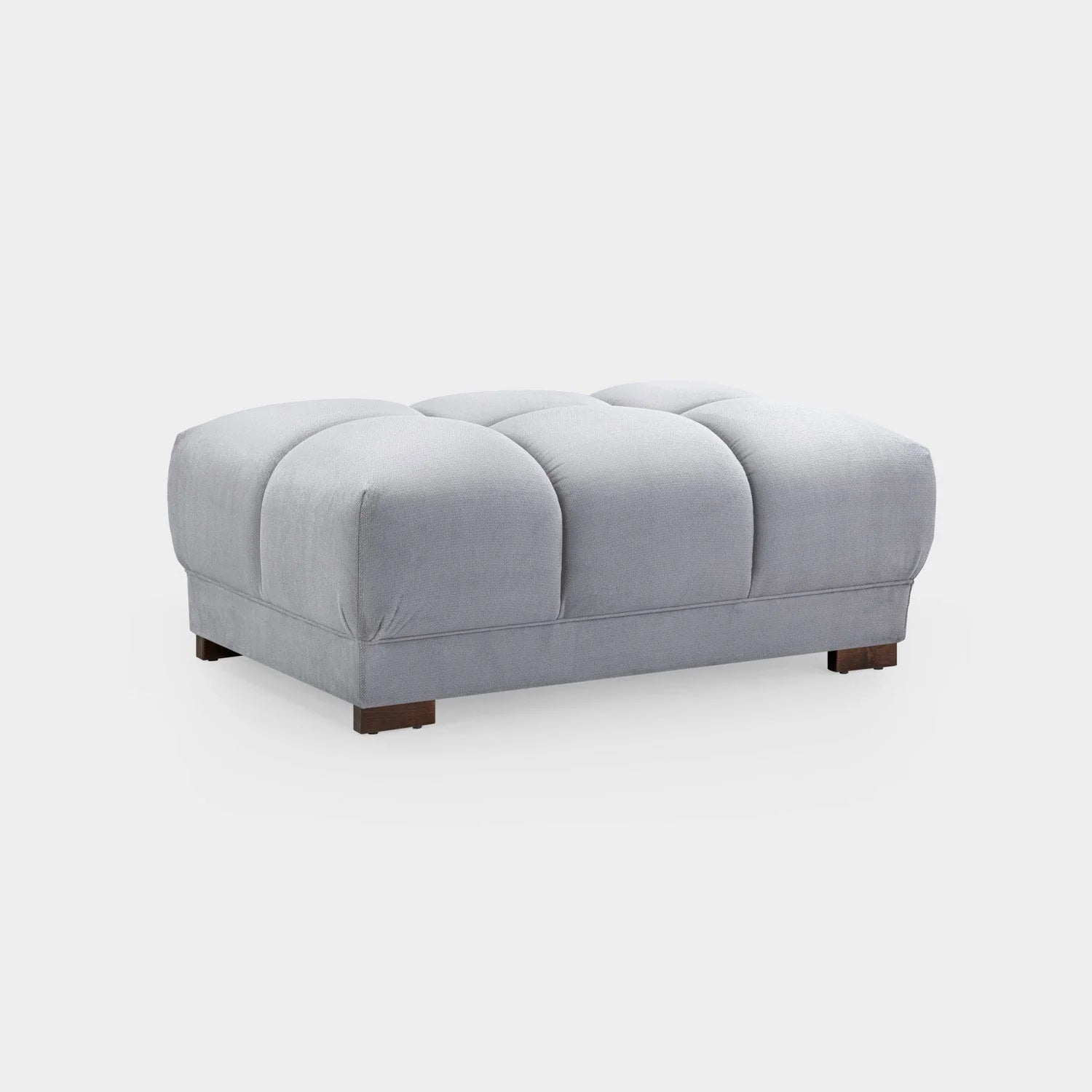 Azzuro Grey Velvet Footstool - Upholstered Sofa Stool