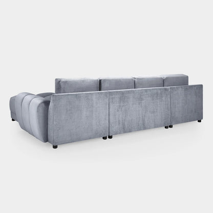 Azzuro Grey U Shape Corner Sofa - Full Back Plush Velvet - 330cm Large Sectional