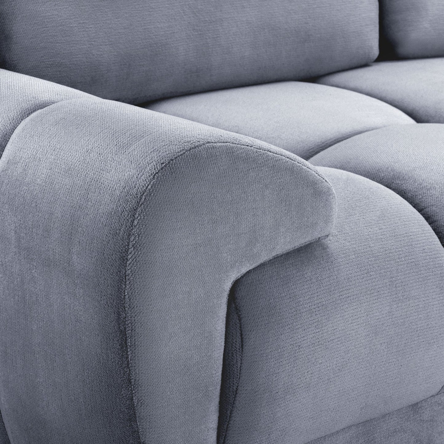 Azzuro Grey U Shape Corner Sofa - Full Back Plush Velvet - 330cm Large Sectional