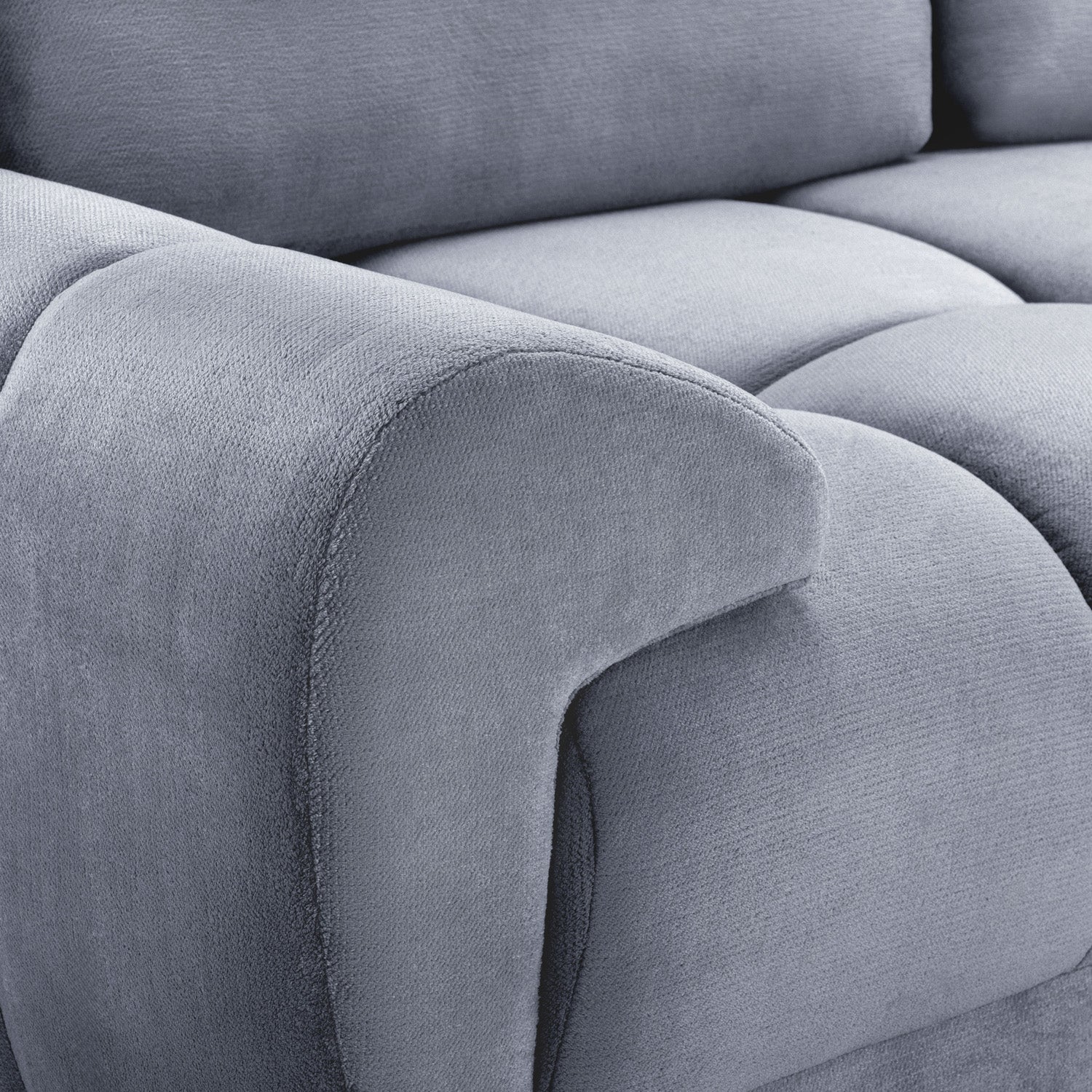 Azzuro Grey U Shape Corner Sofa - Full Back Plush Velvet - 330cm Large Sectional