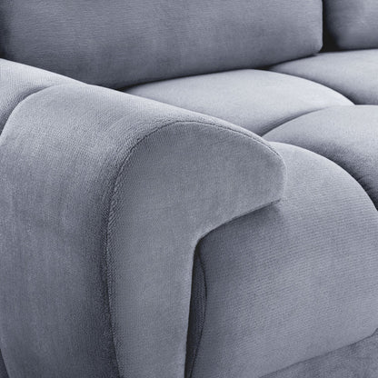 Azzuro Grey U Shape Corner Sofa - Full Back Plush Velvet - 330cm Large Sectional