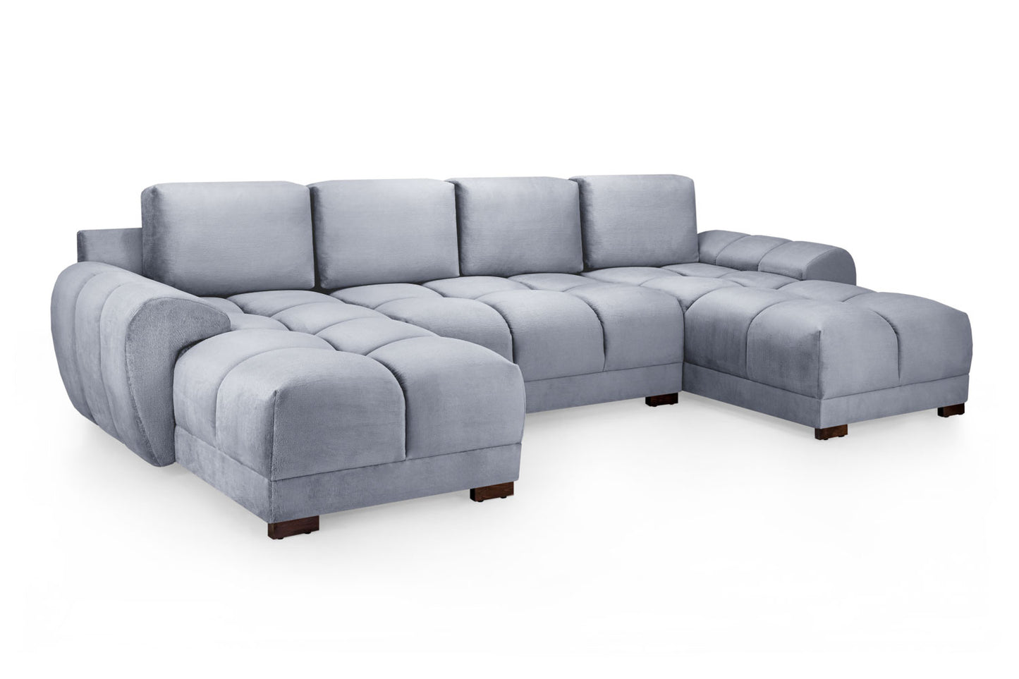Azzuro Grey U Shape Corner Sofa - Full Back Plush Velvet - 330cm Large Sectional