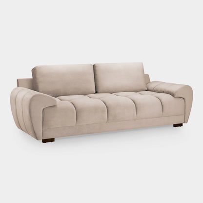 Azzuro 3 Seater Velvet Sofa - Mocha - Plush Upholstered