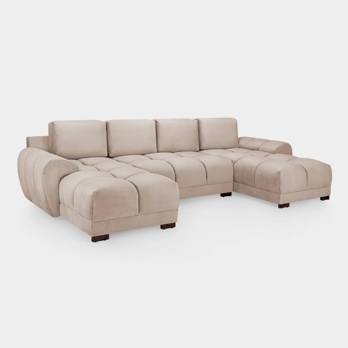 Azzuro Mocha U Shape Corner Sofa - Full Back Plush Velvet - 330cm Large Sectional