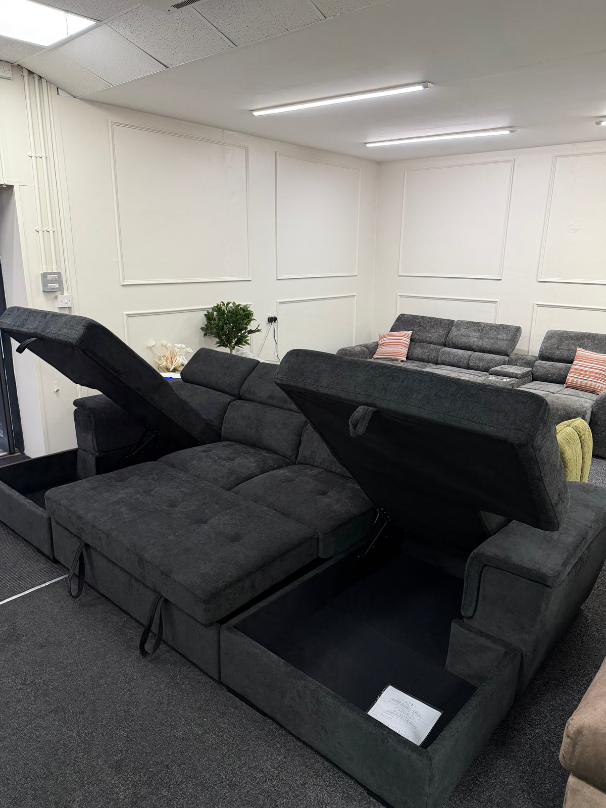 Alaya Storage U Shape Sofabed - Black