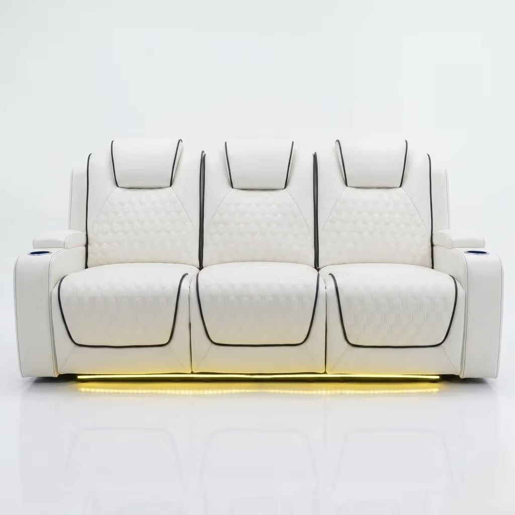 Tuscany 3+2 Electric Entertainment Recliner Sofa - Cream