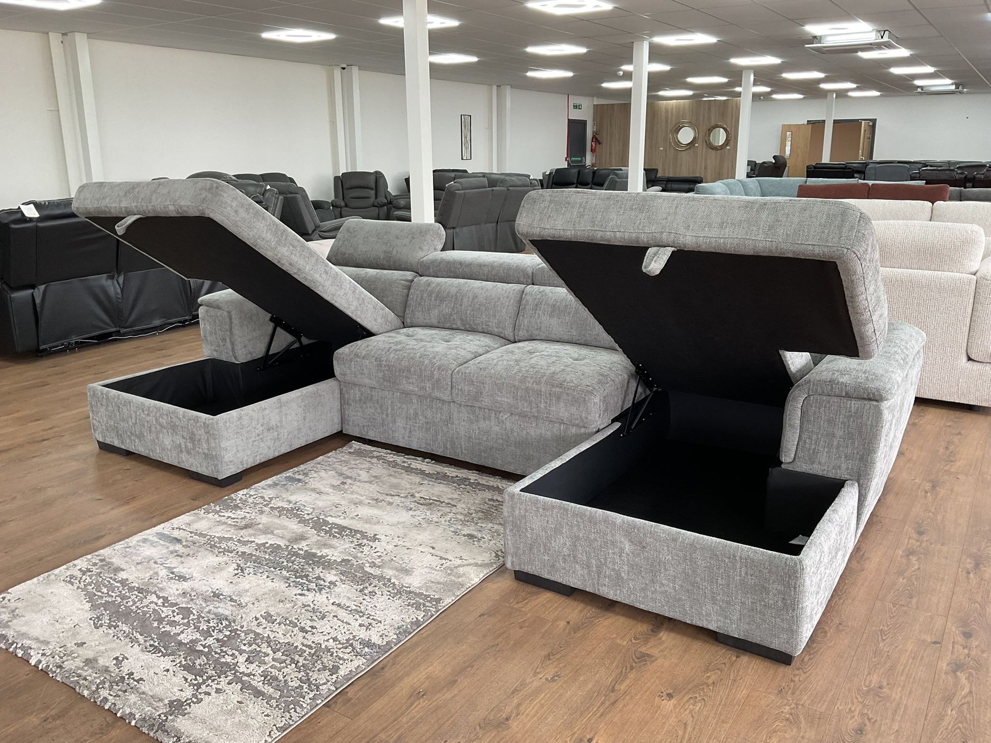 Alaya Storage U Shape Sofabed - Grey