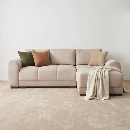 Azzuro Corner Sofa Bed With Storage - Universal Chaise - Plush Velvet  - Mocha