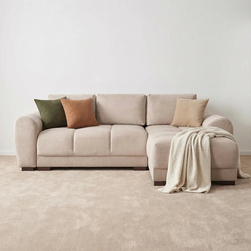 Azzuro Corner Sofa Bed With Storage - Universal Chaise - Plush Velvet  - Mocha