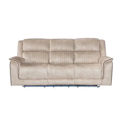 Geneva Pro Fabric Electric Recliner Sofas - Beige With Bluetooth/Cooling Cup-Holders/LED Lights