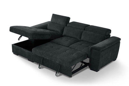 Alaya Storage L Shape Sofa Bed - Black