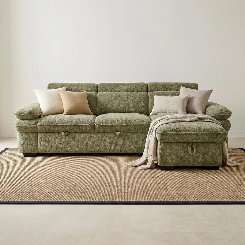 Hudson Universal Corner Storage Sofa Bed - Green