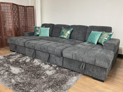 Palermo U Shape Storage Sofa Bed - Grey