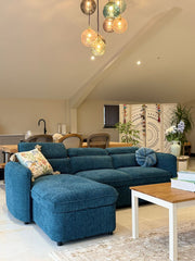 Capri Corner Sofa Bed With Storage – Blue – Universal Chaise – Pull Out Bed