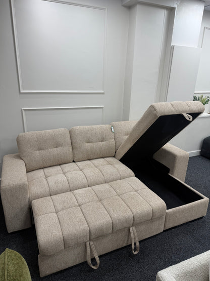 Palermo Universal Corner Sofabed With Storage - Beige