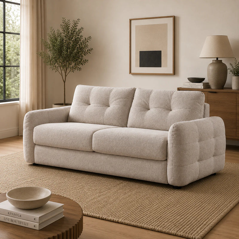 Athens 3 Seater Sofabed - Beige ( Free Mattress )