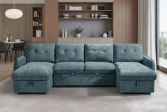 Moscow U Shaped Storage Sofa Bed - Blue
