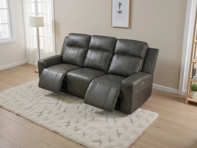 Barcelona Electric Recliner 3 Seater - Grey
