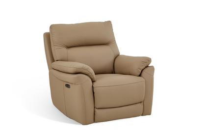 Cinecitta 1 Seater Electric Recliner Chair - Beige Leather - Image 4