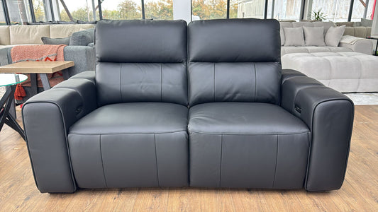 Bellagio Electric Recliner 2 Seater Leather Sofa - Black