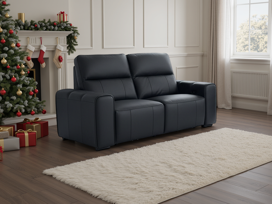 Bellagio Electric Recliner 2 Seater Leather Sofa - Black