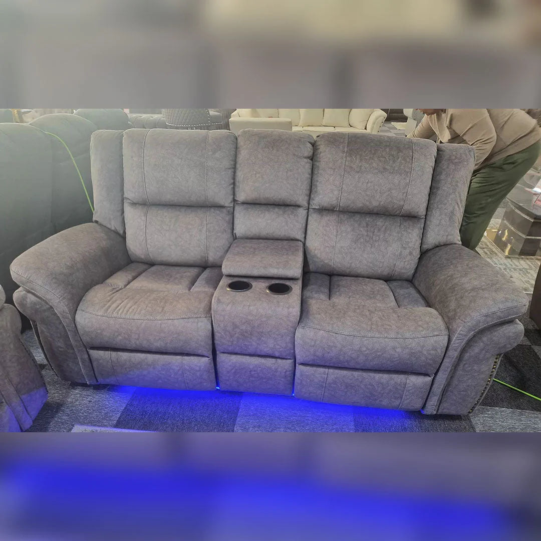 Atlanta Fabric Electric Recliner Sofa 3+2 Seater USB Ports Led Lights Cup Holders Grey