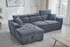 Pale Blue Chenille Fabric Corner Sofabed with Storage