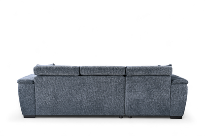 Pale Blue Chenille Fabric Corner Sofabed with Storage