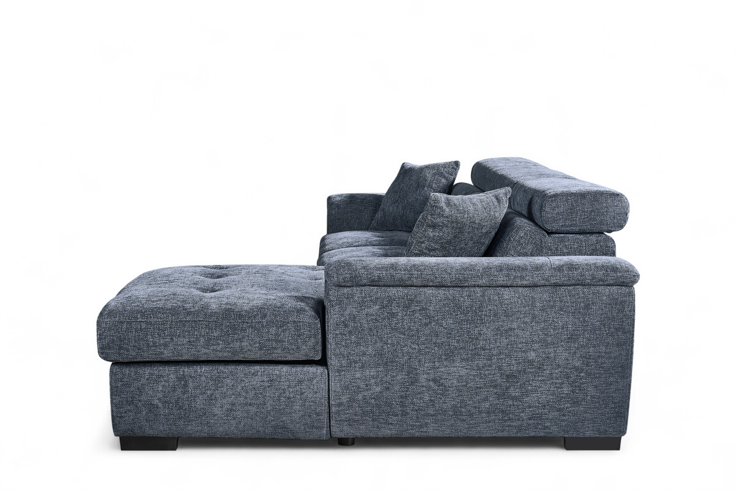 Pale Blue Chenille Fabric Corner Sofabed with Storage