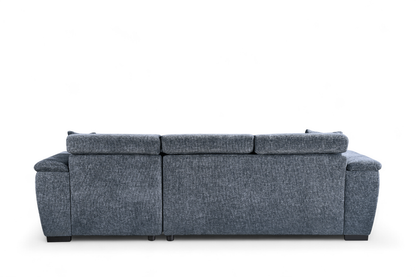 Pale Blue Chenille Fabric Corner Sofabed with Storage