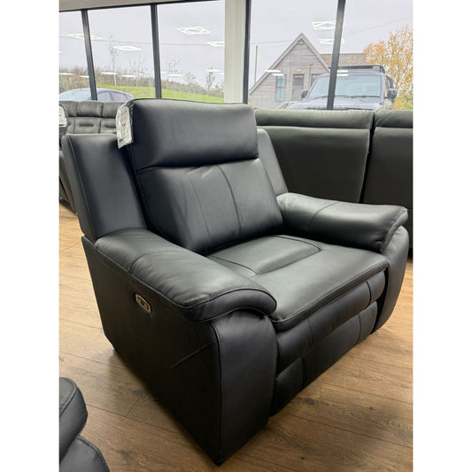 Boston Genuine Leather Electric Recliner Sofa Black Armchair