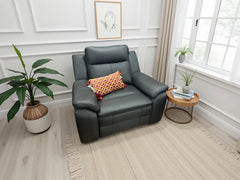 Boston Genuine Leather Electric Recliner Sofa Black Armchair