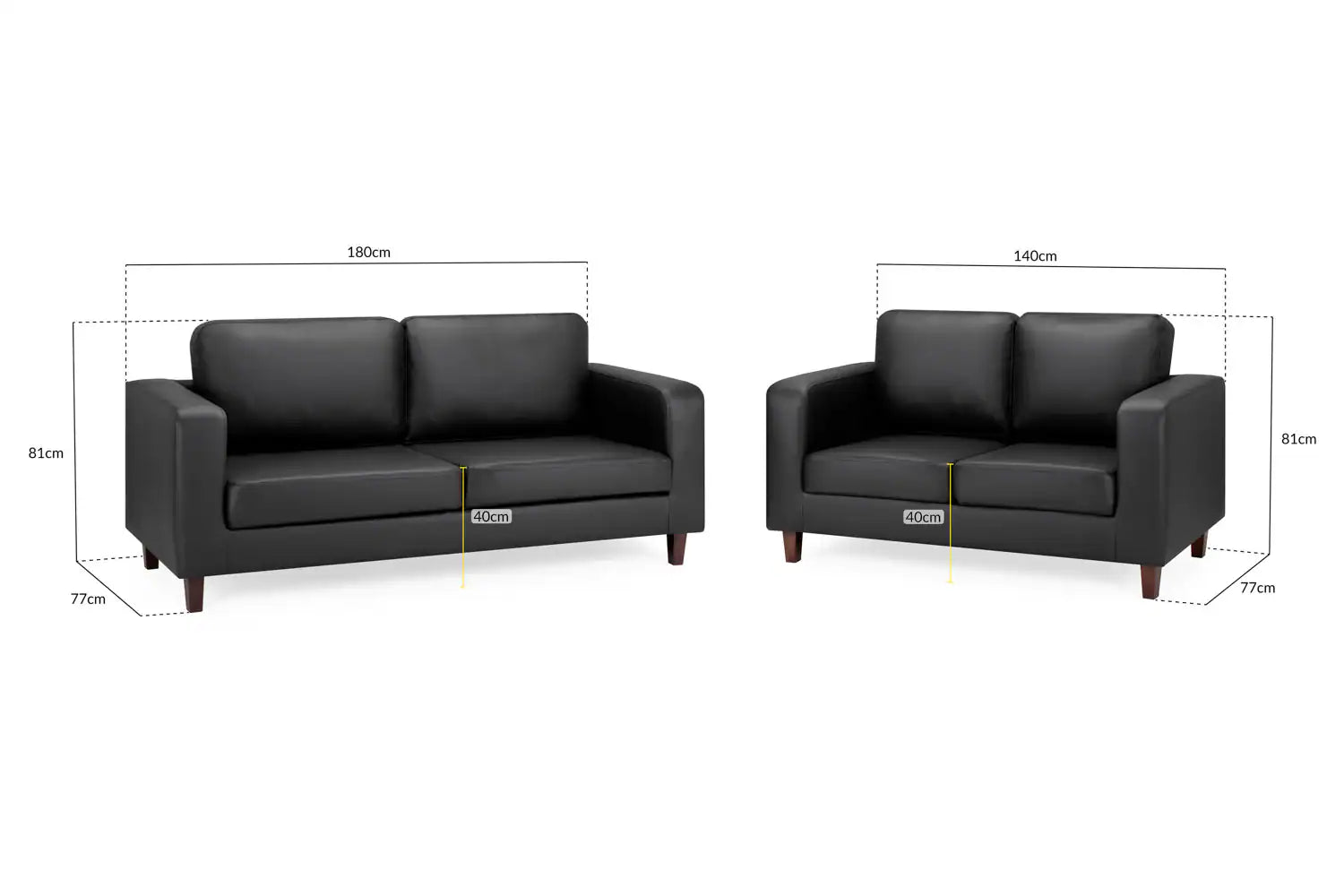 Box 3+2 Sofa Set - Black