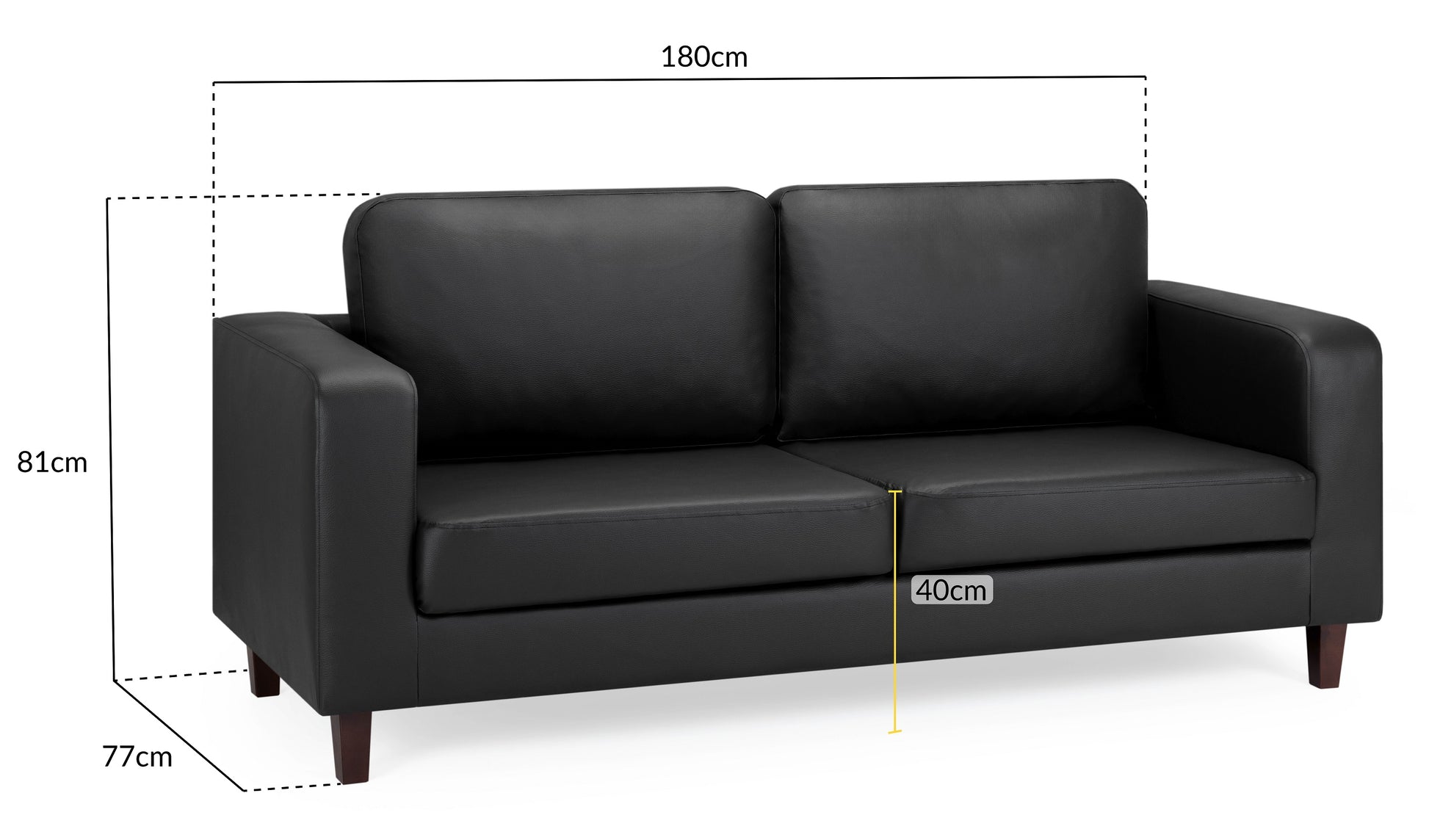 Box 3 Seater Sofa - Black