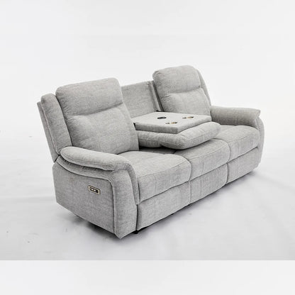 Siyara Fabric Electric Recliners Sofa - Grey With Cupholders-Cooling Cup-Holders/Bluetooth Speakers/Wireless Charging/USB Charging Ports/Storage