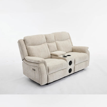 Siyara Fabric Electric Recliners Sofa - Beige With Cupholders-Cooling Cup-Holders/Bluetooth Speakers/Wireless Charging/USB Charging Ports/Storage