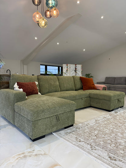 Como U Shape Corner Sofabed - Green