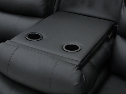 Roma 3+2 Aire Leather Manual Recliner Sofa - Black