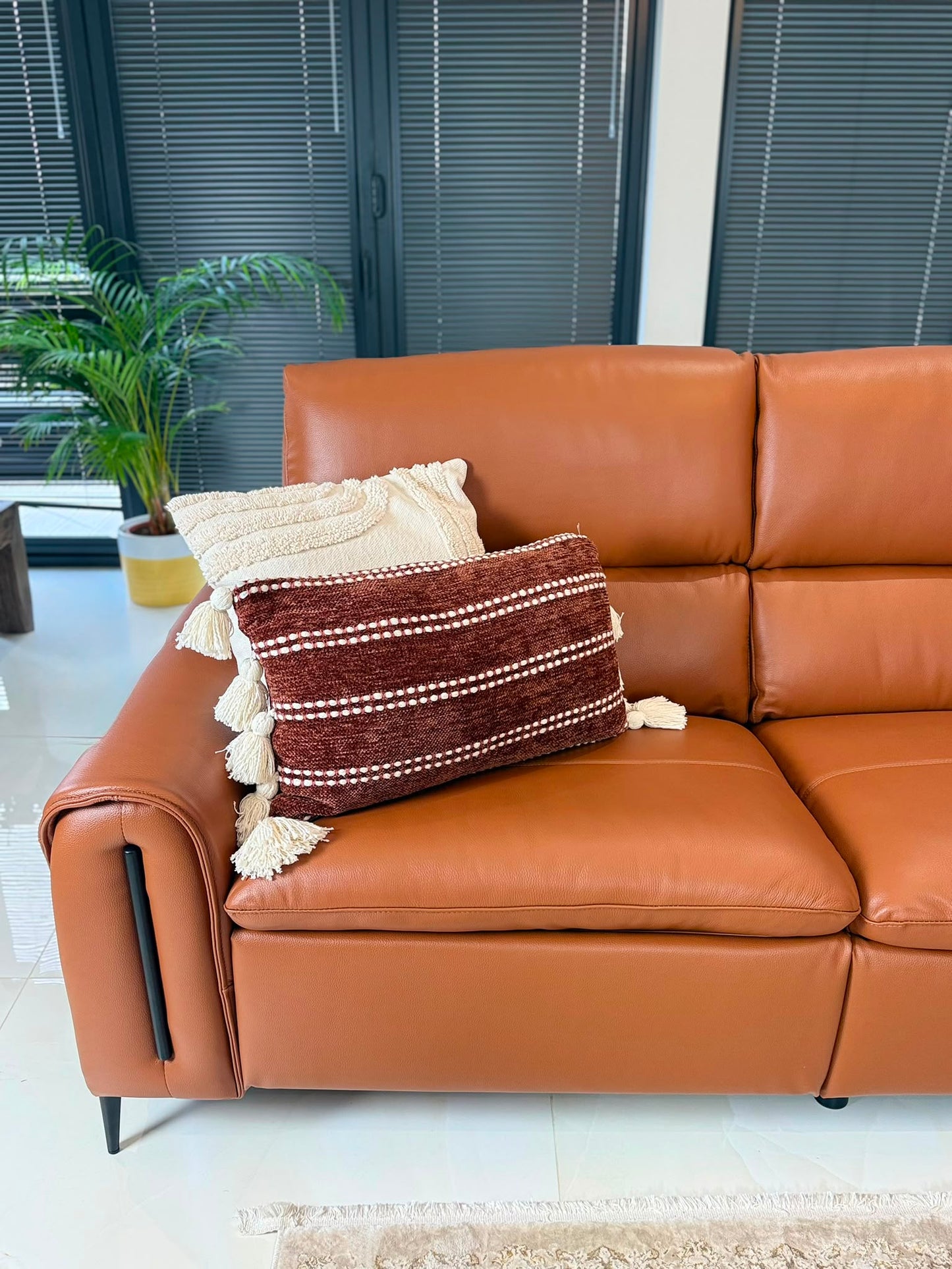 Resillience Power Electric Corner Sofa - Tan Leather