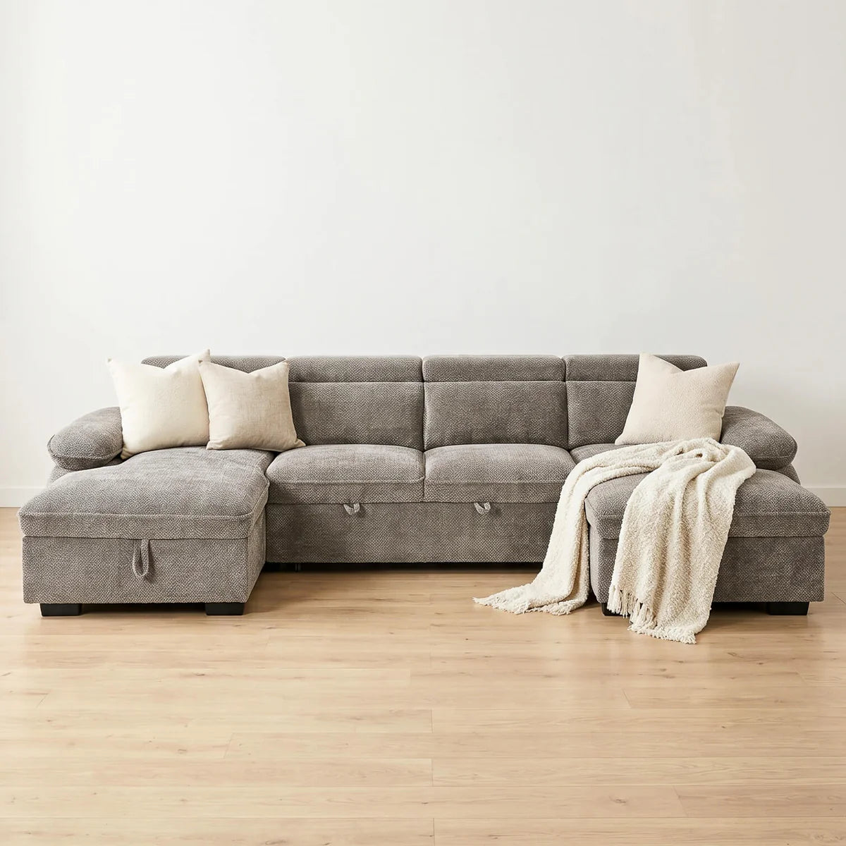 Hudson U Shape Storage Sofa Bed - Grey