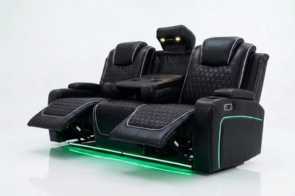 Tuscany 3+2 Electric Entertainment Recliner Sofa - Black