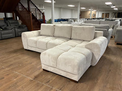 Azzuro Corner Sofa Bed With Storage - Universal Chaise - Plush Velvet  - Cream