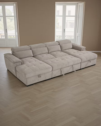 Alaya Storage U Shape Sofabed - Beige