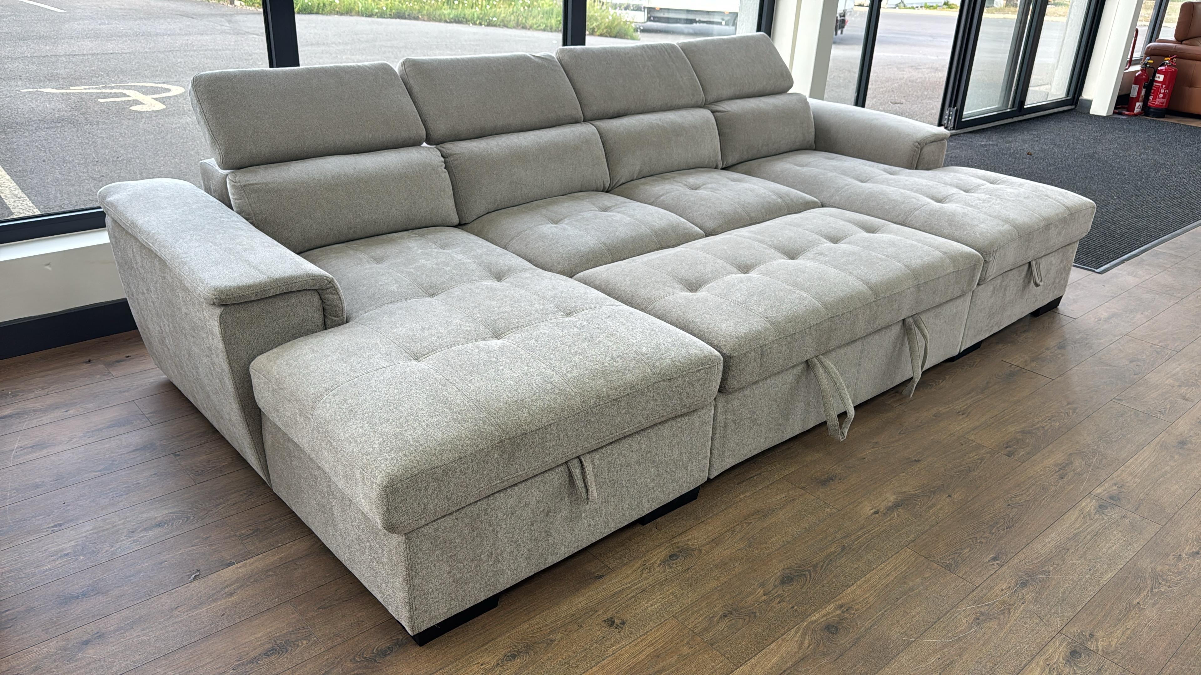 Alaya Storage U Shape Sofabed - Beige