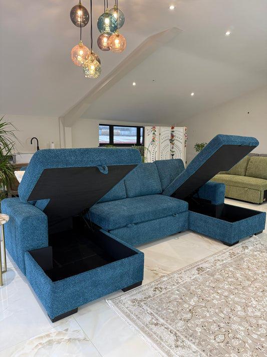 Como U Shape Corner Sofabed - Blue