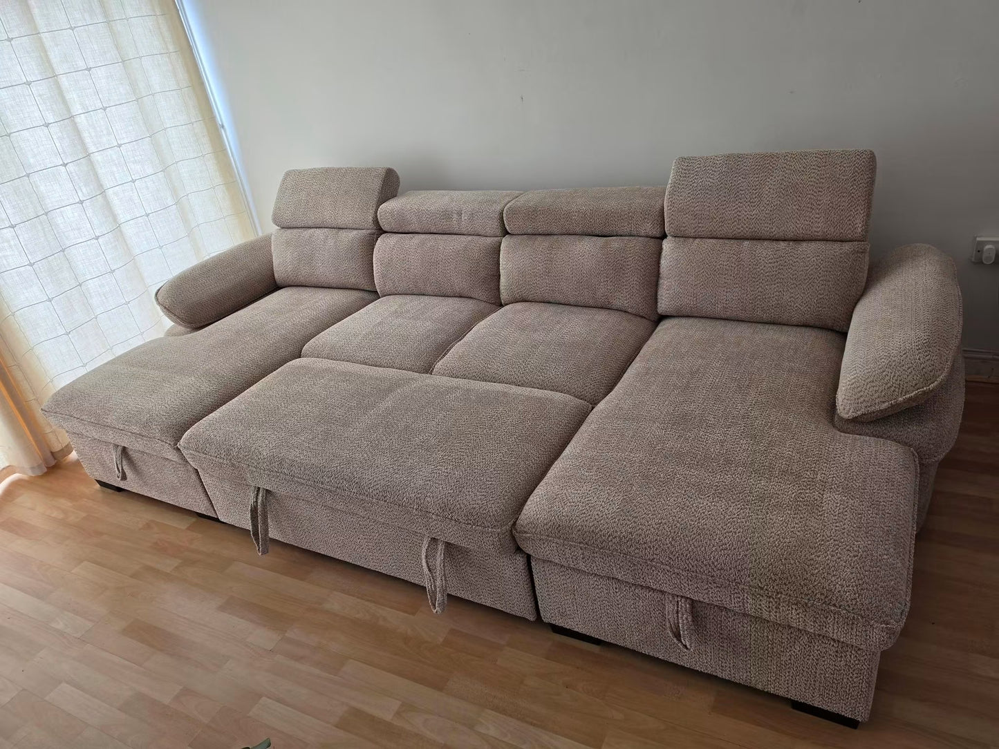 Hudson U Shape Storage Sofa Bed - Beige
