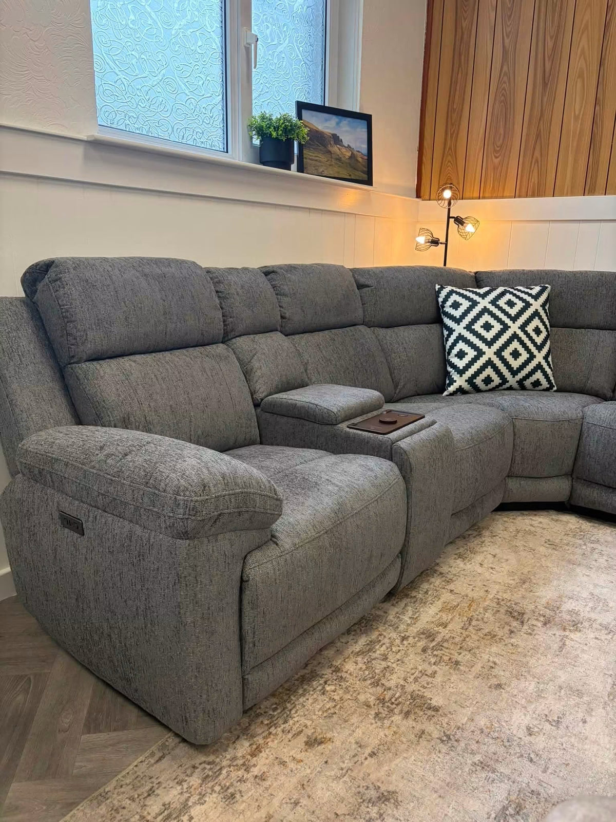 Owen Electric Recliner Modular Corner Sofa - Grey